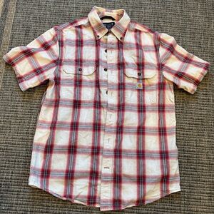 Carhartt Men's Casual Red and White Plaid Shirt